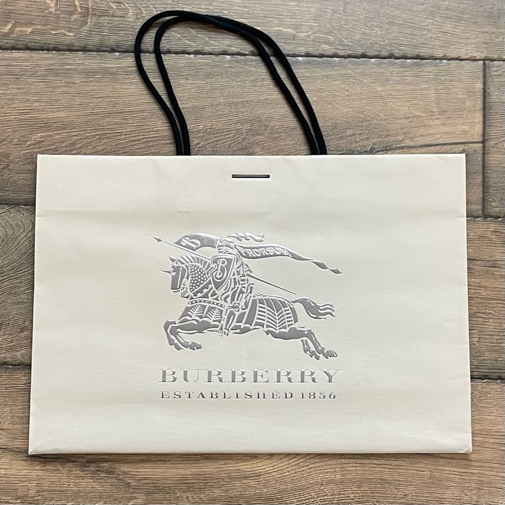 Burberry White Shopping Bag with Black Handles